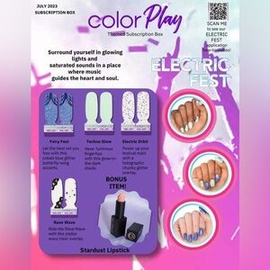 July Color Street Electric Fest 2023 subscription box color play (missing 💄)
